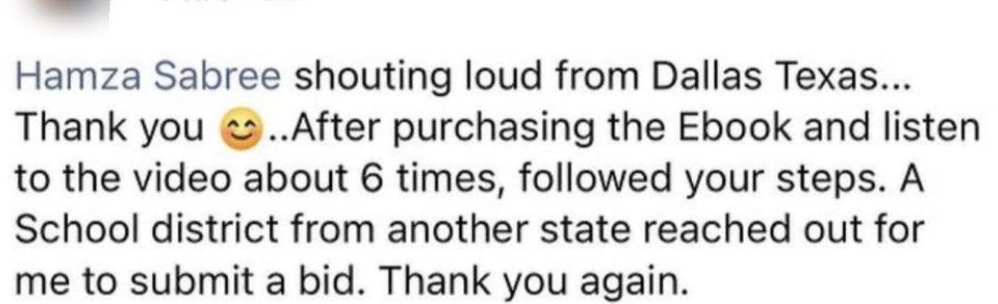 Screenshot of a post describing a school district inviting a bid submission